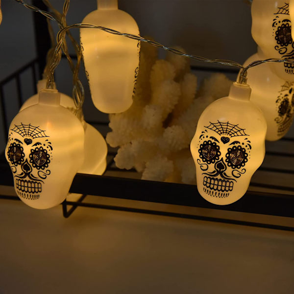 Halloween-valosarja, mielenkiintoiset taiteelliset kallovalosarjat 3m/9,84ft juhliin, festivaaleihin, sisä- ja ulkokoristeluun
