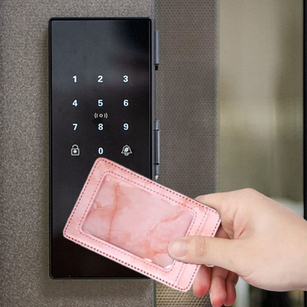 2-pack ID-korthållare vertikal ID-korthållare PU-läder rosa