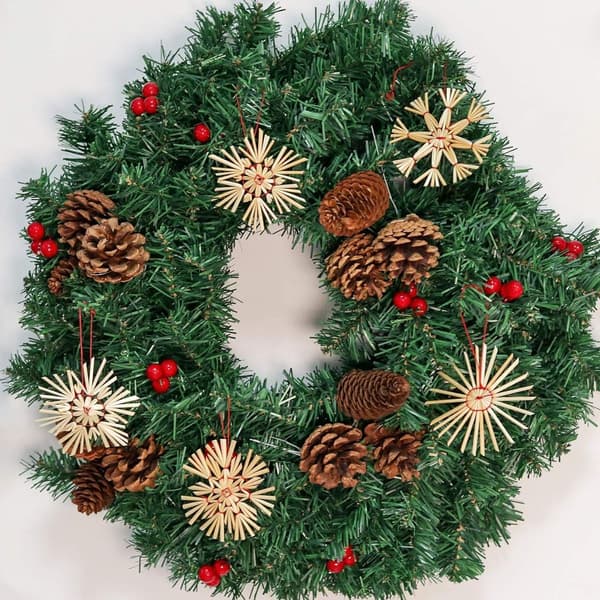 Halmstjerne juletre, 24 festlige halmstjerner sett - Naturlig KLB