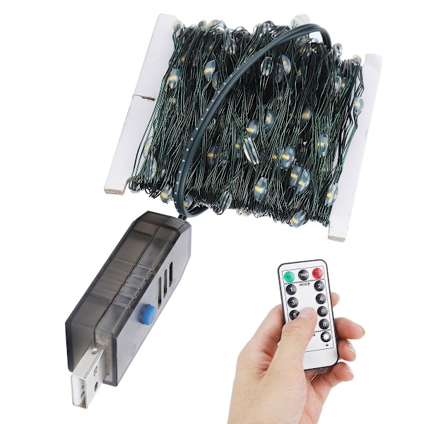 LED-ljusslinga, USB-fjärrkontroll, dekorativ koppartrådfärg KLB