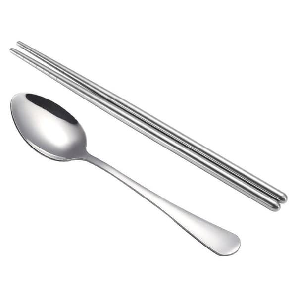 Tvådelad bärbar servis i rostfritt stål