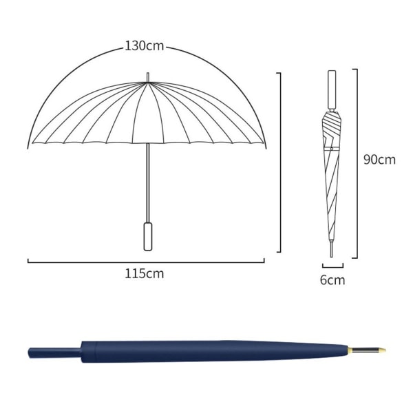 Pitkävartinen sateenvarjo, suora tanko, iskunkestävä kangas, tummansininen KLB