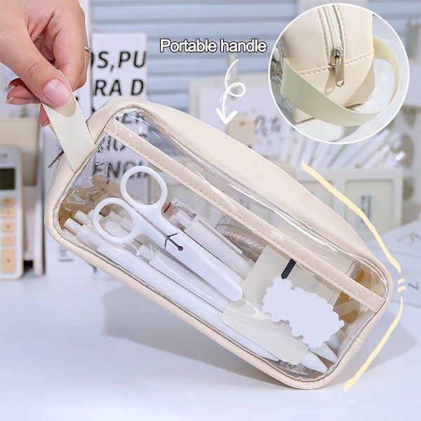 Pennfodral Pennväska Transparent Fodral Markörväska Multifunktionell Vit