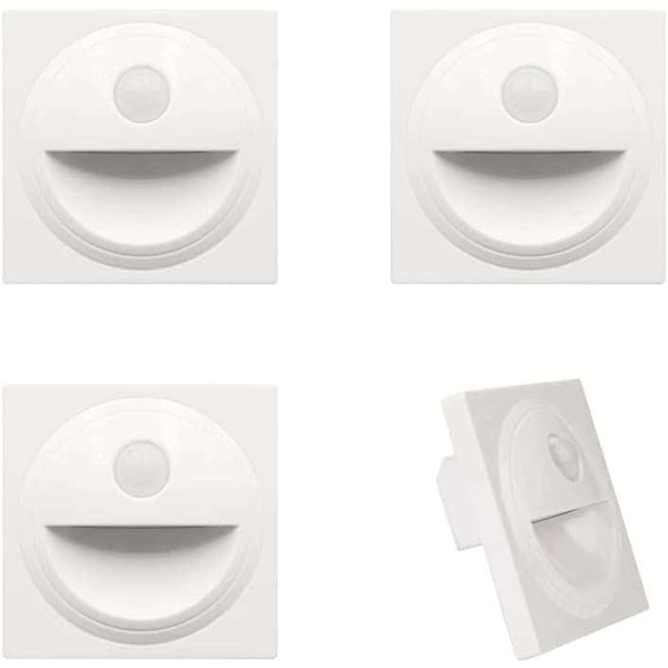 Arote LED-innfelt vegglampe trappelys trinn trappelampe med bevegelsessensor plast IP20 (hvit, 3000K)