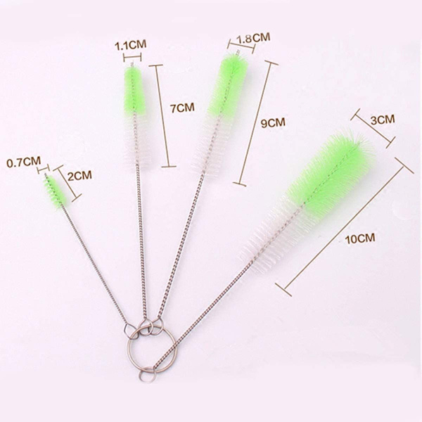4 st rengöringsborste set flaskrengöringsborstar mini piprengörings tvättborstar rörborste nylon rengöringsset för tekanna munstycke/flaska/kopp/rör