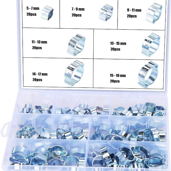 140 st 7-20mm 304 Rostfritt Stål Enörat Slangklämma Pliers Kit KLB