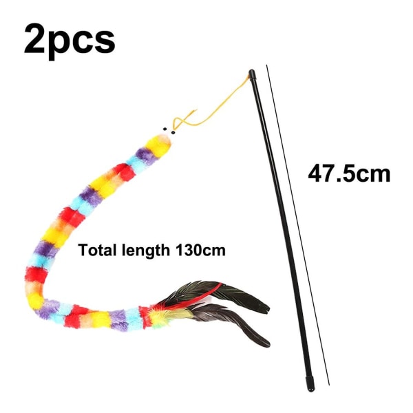 2 Pcs Cat Wand Toy Colorful Rainbow Interactive Toy Wand KLB