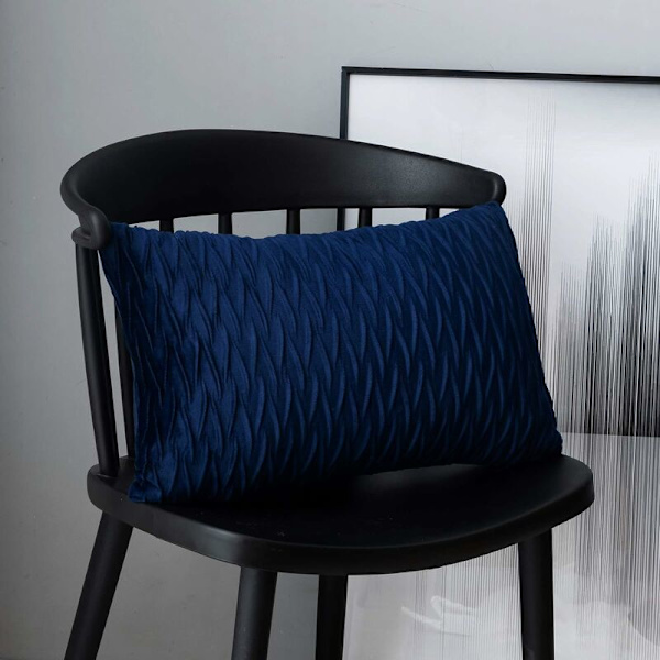 Fløjls pudebetræk 30x50cm til stue sofa, sæt med 6 ensfarvede firkantede pudebetræk soveværelse dekoration, marineblå KLB