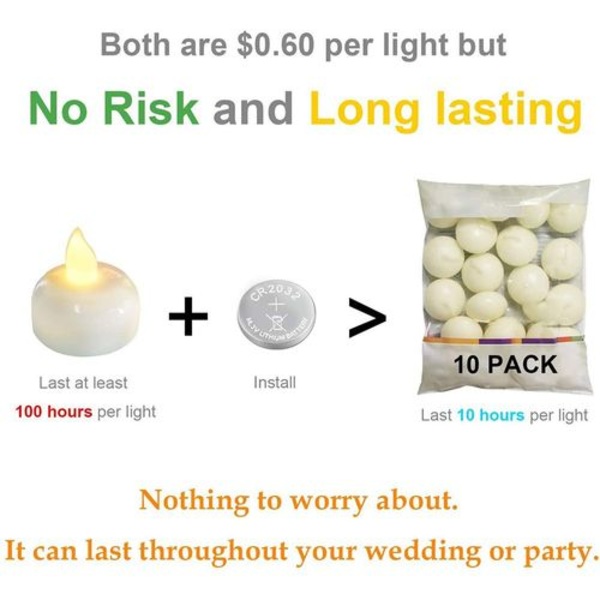 2 set LED-simmande ljus, 24 vattentäta flamlösa ljus