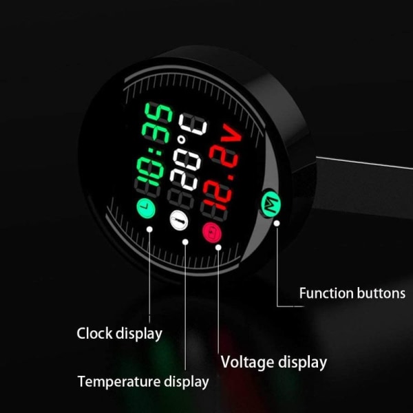 3 i 1 Voltmeter, Entweg 3 i 1 Motorcykel ATV Voltmeter + Elektronisk Klocka +