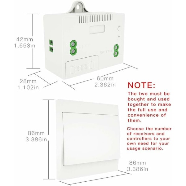 RF433 Trådlös switch, batterifri, väggfjärrkontroll, väggbrytare, självförsörjande, ingen ledning, väggpanelsändare (1-vägssats) KLB