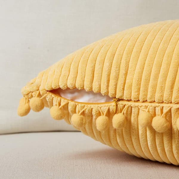 2-pack kuddfodral för soffa, 45 x 45 cm, elegant kuddfodral med pom poms