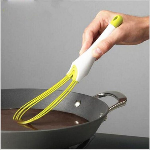Twist Whisk - Flad Pisk og Ballonpisk - Velegnet til Non-Stick Køkkengrej, Silikon, Grøn
