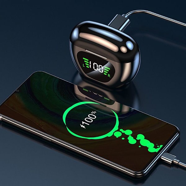 Trådløse ørepropper Bluetooth hodetelefoner, LED-strømdisplay