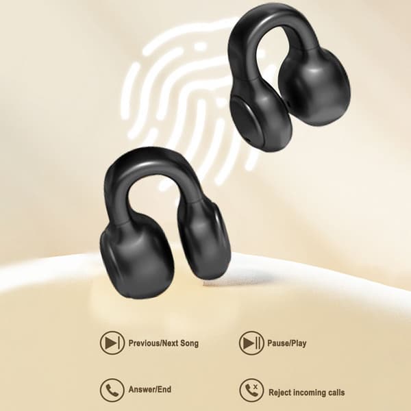 Bluetooth trådløse ørepropper øreklips headset Bone Black