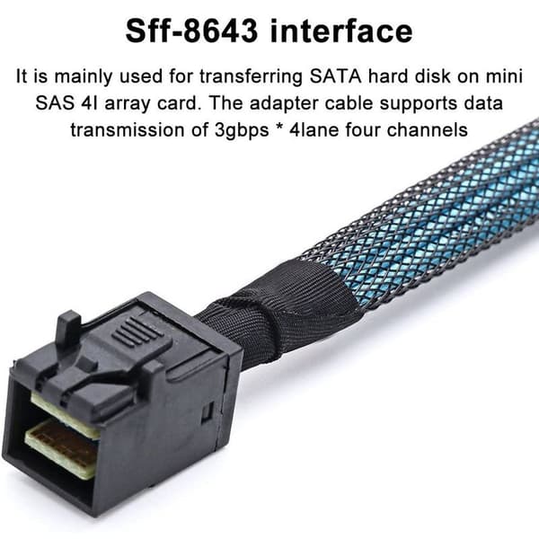 Intern Mini SAS HD-kabel, Mini SAS SFF-8643 til Mini SAS 36-pin SFF-8643
