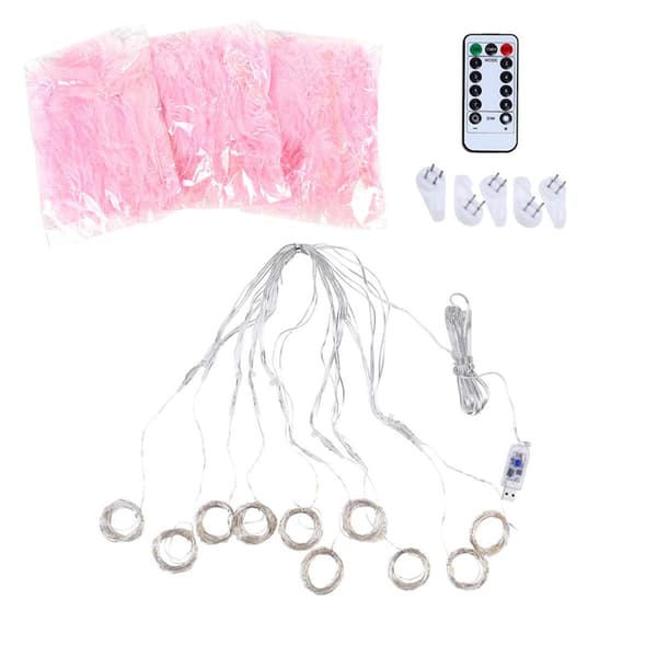 USB-strømkilde 300 LED rosa fjær LED-lyssnor kobber KLB