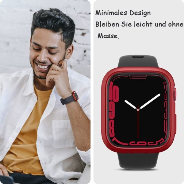 Slimmad passform designad för Apple Watch Series 7 (45 mm), Metallic Red