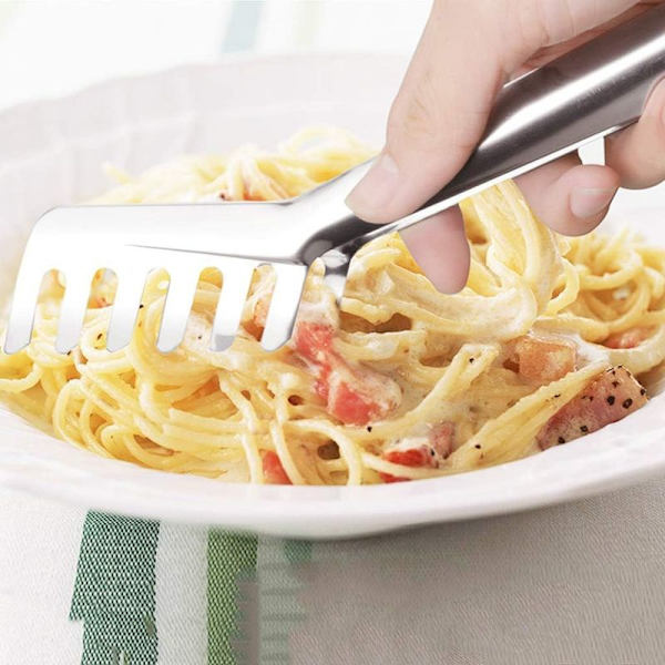 QIANGU skje gaffel, rustfritt stål spaghetti nudler tang tykk fler-tann