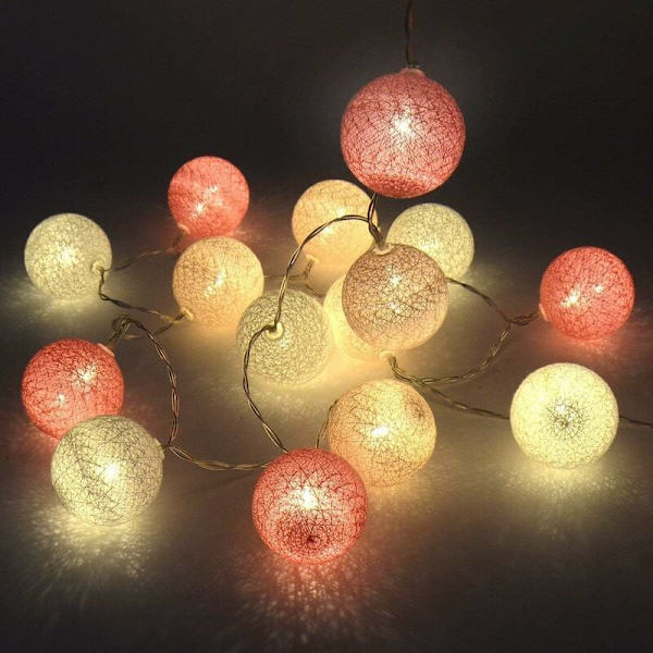 1 m ljusslinga med 10 färgglada LED-bollar - Batteridriven, perfekt för jul eller bröllop, rosa färger KLB