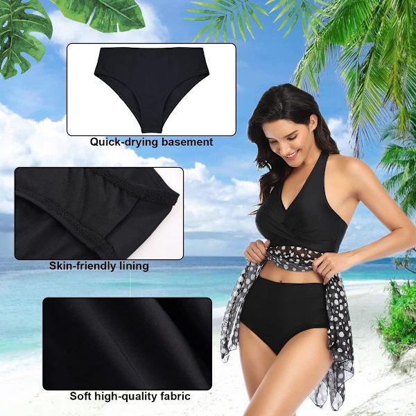 Naisten hoikentava tankini-kaksiosainen bikinit, halterneck-uimapuku