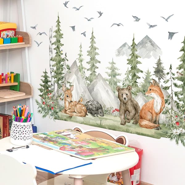 Mountain Wall Stickers Large Tree Wall Stickers Peel and Stick Forest Tree Forest KLB