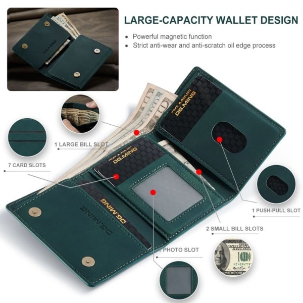 M1 Series Magnetic Tri-Fold plånbok (grön)