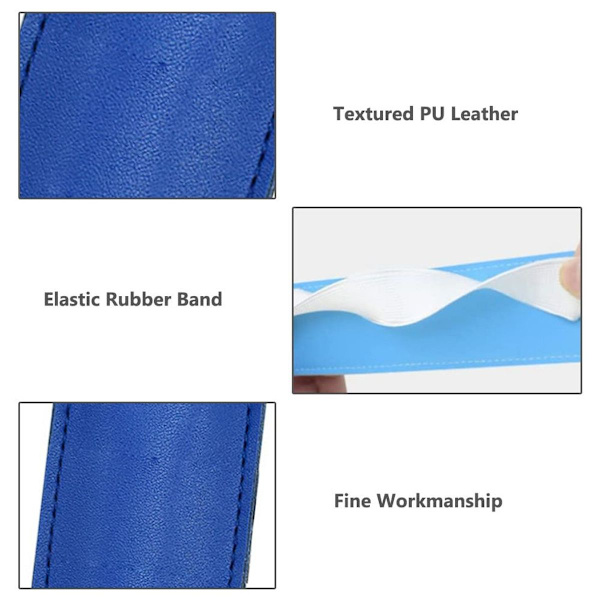 Pennfodral i 3 delar, pennfodral, läderaccessoarer, elastiskt, mörkblått KLB
