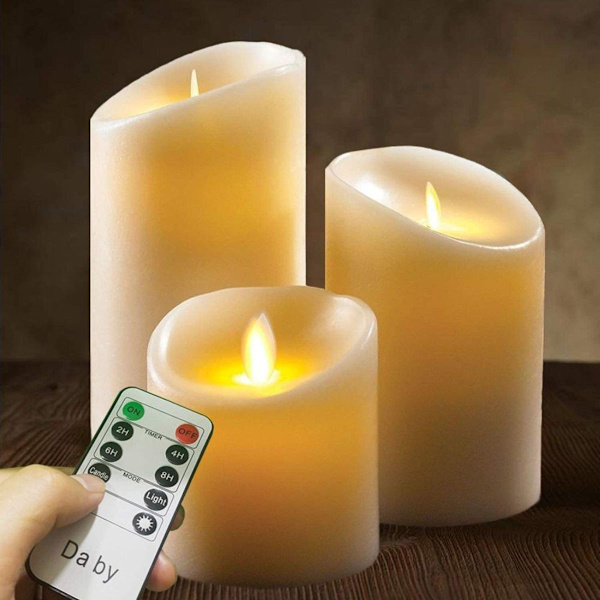 Da by Flameless Candles Flickering LED-ljus, Elfenbensvit, 3 KLB