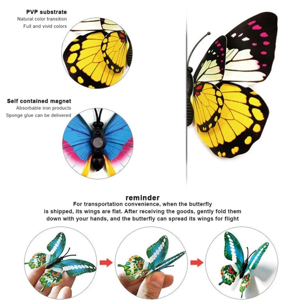 36 kpl 3D Butterfly Art DIY Decor Seinätarrat Tarrat Lastenhuone KLB