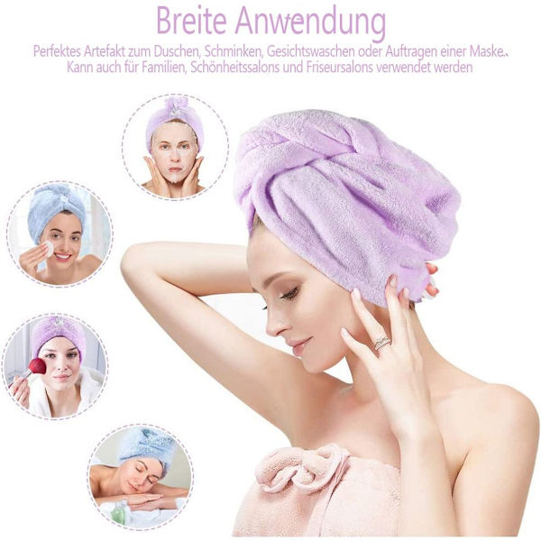 Buluri Turban Handduk, 3-pack Mikrofiber Hårhanddukar, Superabsorberande Snabbtorkande
