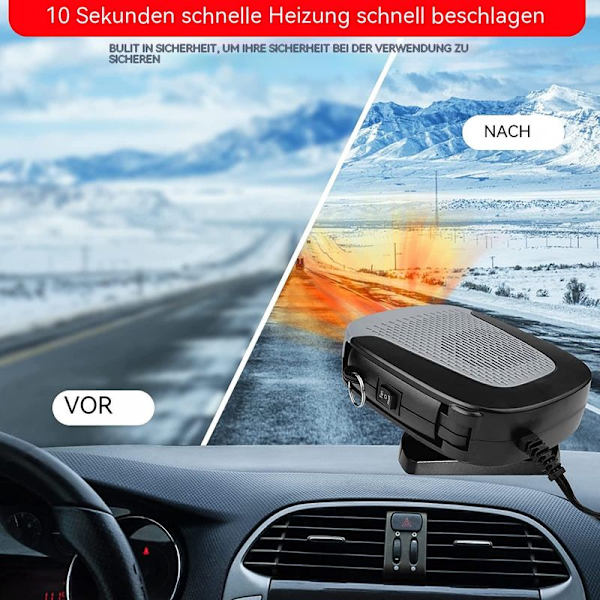 Bærbar bilviftevarmer 12V 150W Bildemonteringsvarmer, 3 i 1 Varmer for bil