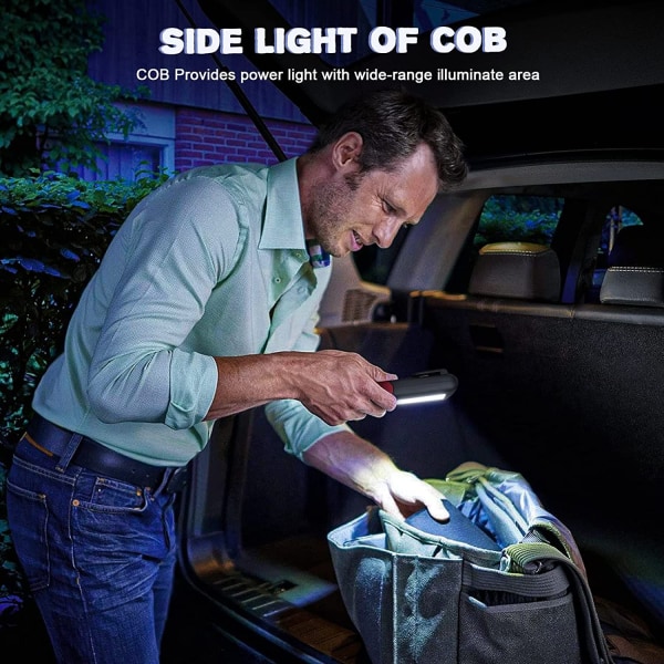 Arbejdslampe, USB genopladelig LED håndholdt lampe, magnetisk, COB mekanisk inspektionslampe til bilreparation, garage, camping, nødsituation osv.