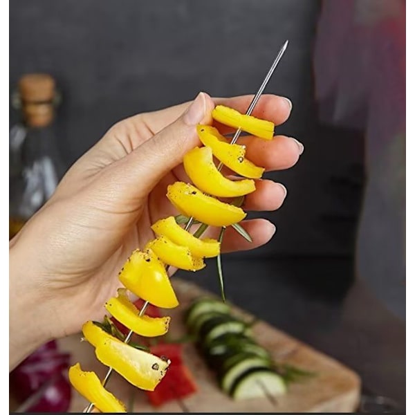 Rustfrie stålsgrillspyd: 100 ekstra lange grillspyd i rustfritt stål på 20 cm - grill- og kebabtilbehør - multifunksjonelle metallspyd.