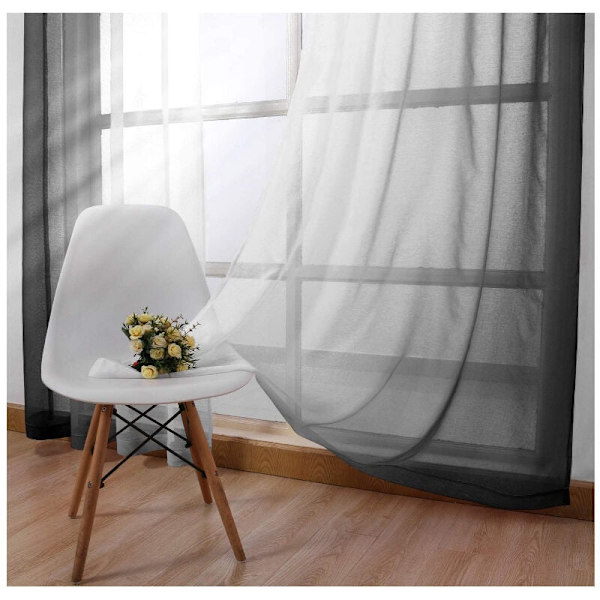 Gradientfärgade halvlinnetyger perforerade mörkläggningsgardiner 2-pack (svart, 132x244cm, med perforeringar) KLB