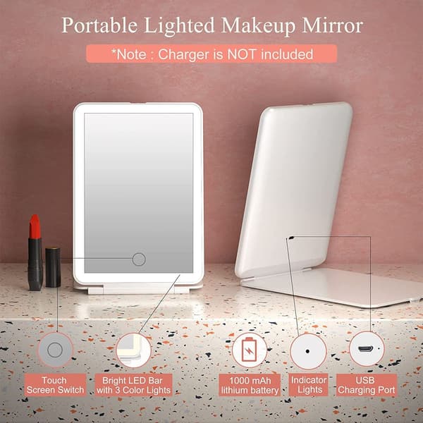 Genopladeligt makeup-spejl med LED-lys