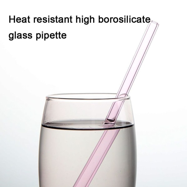 Återanvändbara sugrör i glas, dricksrör i klarglas, - Perfekt rosa