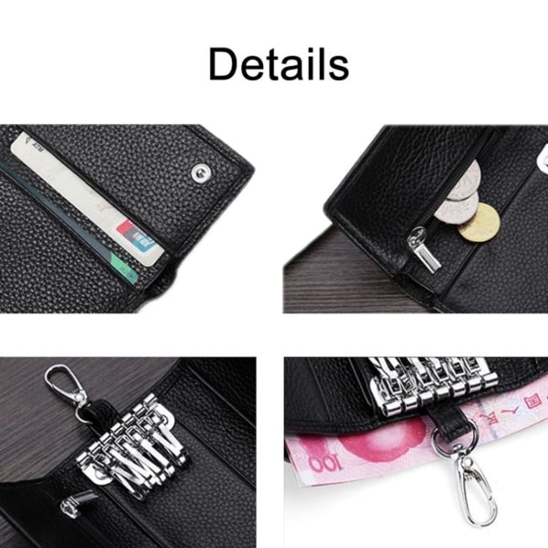 TP-9090K Multifunktionell Tri-Fold nyckelplånbok i läder (rosa)