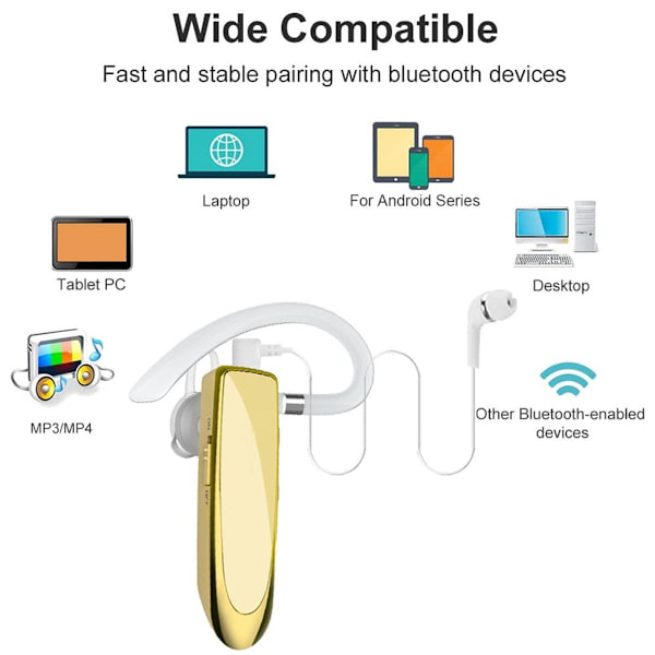 Bluetooth-ørepropper V5.0 Trådløst håndfri headset 24 timer Gull