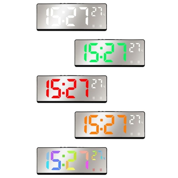 LED Digital Display, Multifunctional Electronic Clock, Desktop Temperature Mirror, We