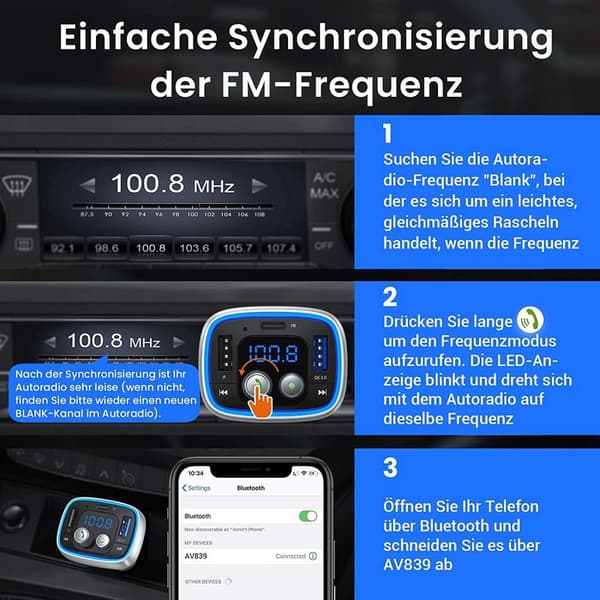 FM-sender Bluetooth-biladapter - PD3.0 & QC3.0 36W / 6A Bluetooth 5.0