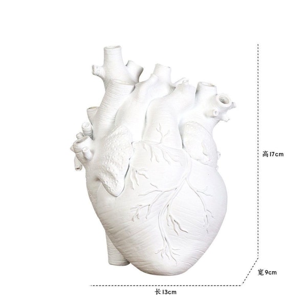 Heart Vase, Creative Anatomical Heart Shaped Flower Pot Desktop Ornament