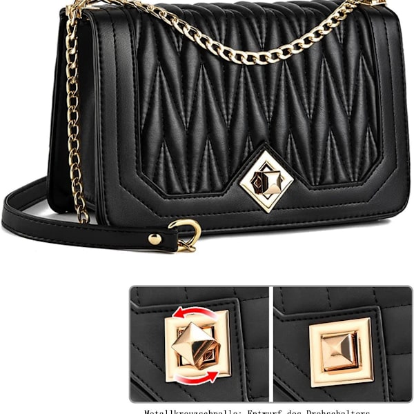 Dam axelväska, liten kedjeaxelremsväska crossbody väska, lingge