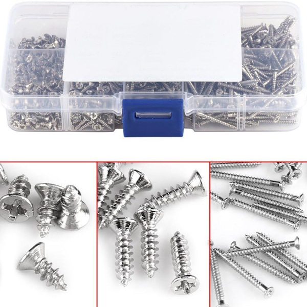 Eske med 800 stk M2 sortimentsskruer skrue flatt hode countersunk hode KLB