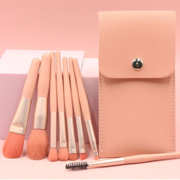 Makeupborste Set Reseborste Set Mini Bärbar Rosa