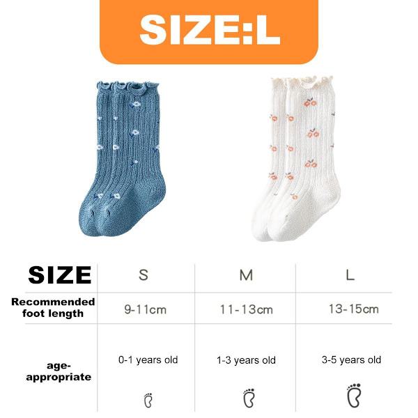 6 paria syksyn vauvansukkia, pieni kukkakuvio, löysä yläosa 13-15 cm KLB