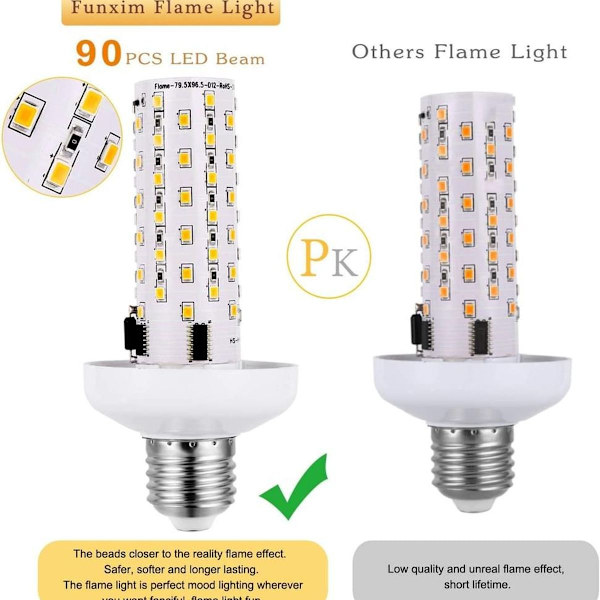 LED Flamme Flamme Pære Flamme Lampe 9W E27 Sockel Flimrende Flamme KLB