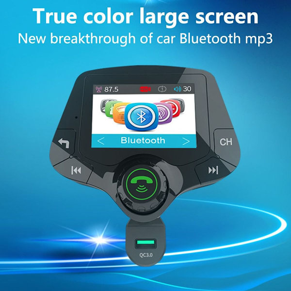 Bluetooth FM-sender 5V / 2.5A Hurtigoplader 3.0 Auto Auto trådløs MP3-afspiller KLB