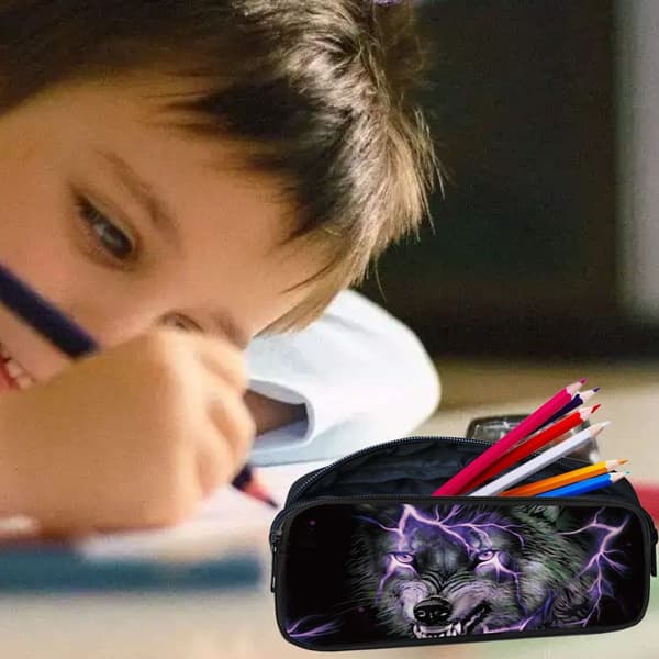 Pencil Case til piger Børn Lærred Pencil Case Zipper Blød Form3 KLB