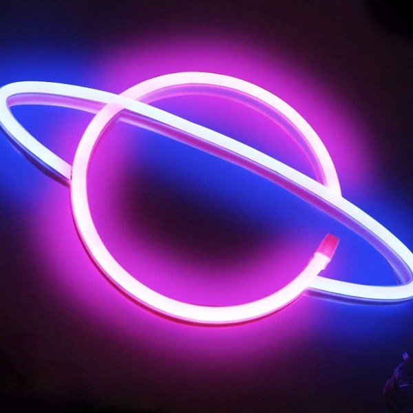 Planet Light Signs - LED Planet Neon Light Pink/Blue Planet Neon Sign KLB